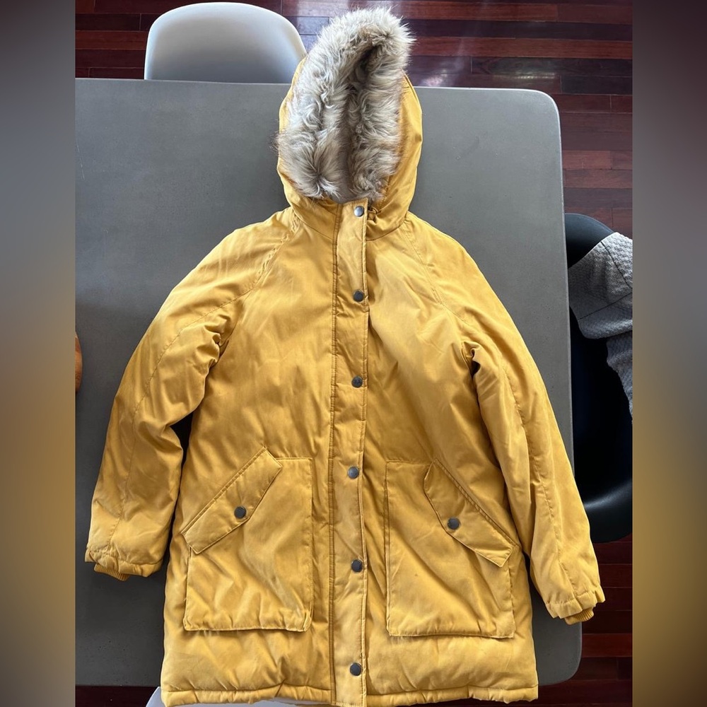 Zara Yellow Kids Hooded Parka